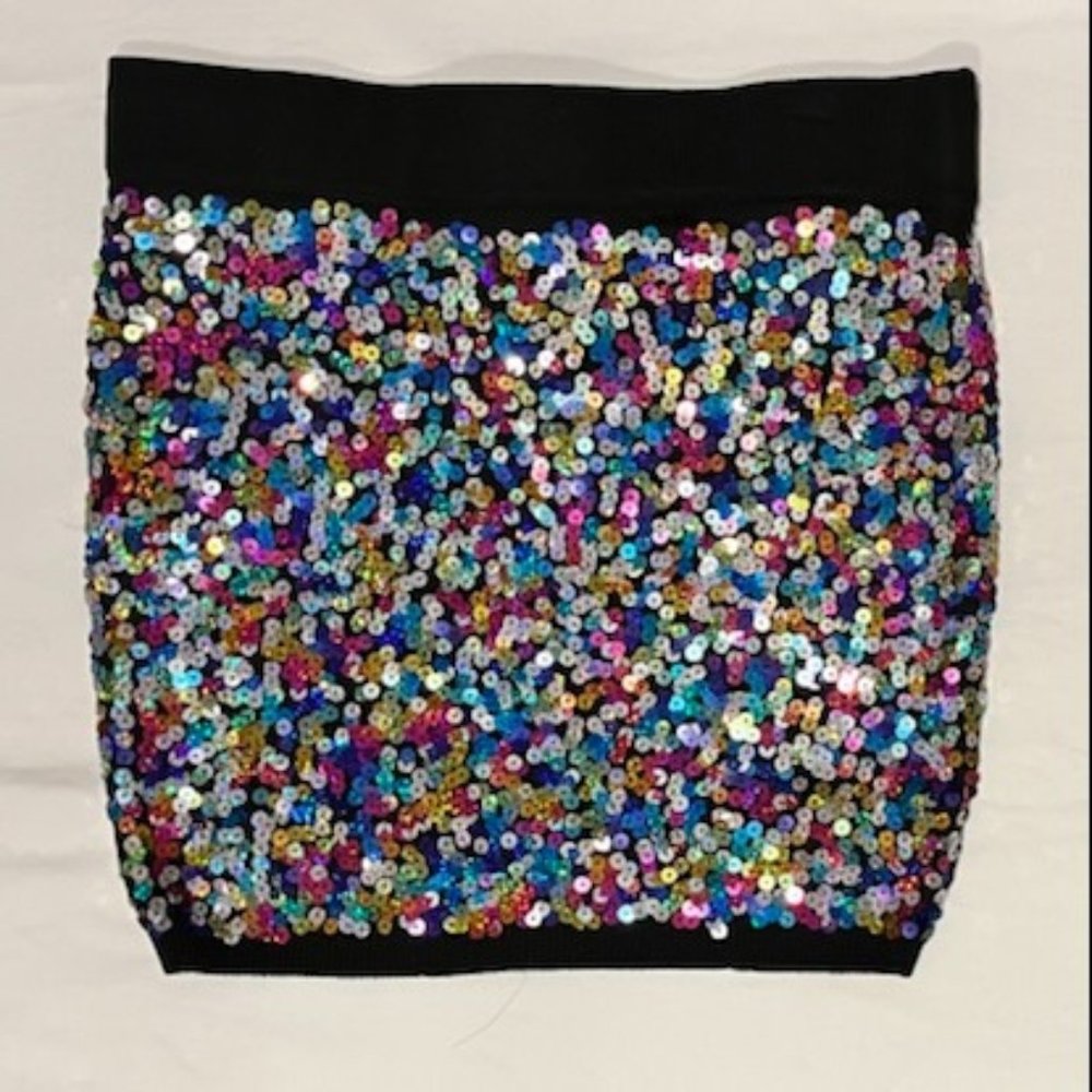 NWOT Poof Girl Sequined Mini Skirt, sz L (14)
